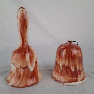Set of 2 Alaska Clay Bells by Carol -  Marbled Souvenir Art Pottery